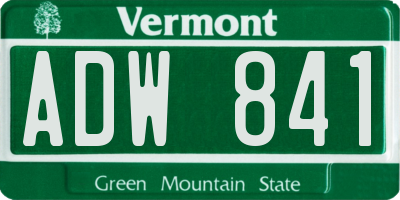 VT license plate ADW841