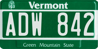 VT license plate ADW842