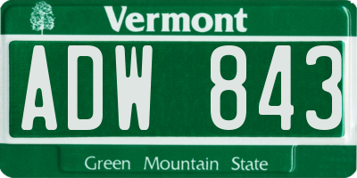 VT license plate ADW843