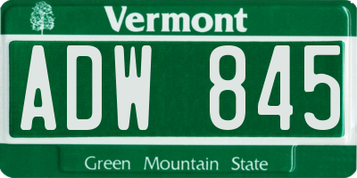 VT license plate ADW845