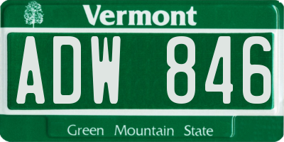 VT license plate ADW846