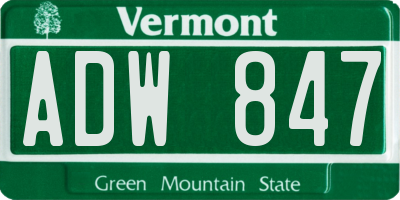 VT license plate ADW847