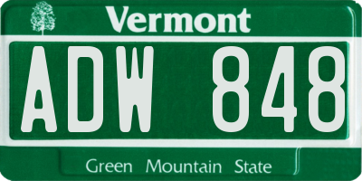 VT license plate ADW848