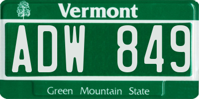 VT license plate ADW849