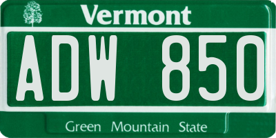 VT license plate ADW850