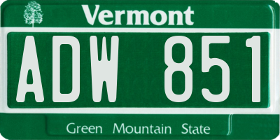 VT license plate ADW851