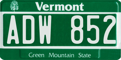 VT license plate ADW852