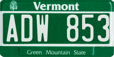 VT license plate ADW853