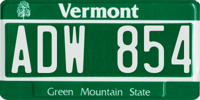 VT license plate ADW854