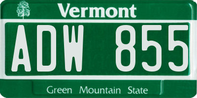 VT license plate ADW855