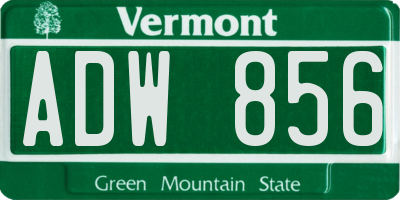 VT license plate ADW856