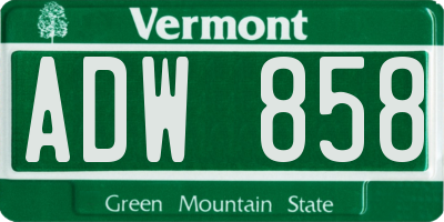 VT license plate ADW858