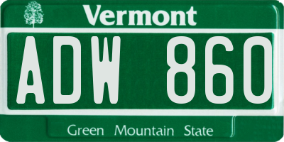 VT license plate ADW860