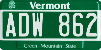 VT license plate ADW862