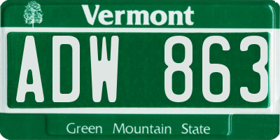 VT license plate ADW863