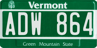 VT license plate ADW864