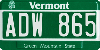 VT license plate ADW865