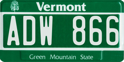 VT license plate ADW866