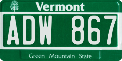 VT license plate ADW867