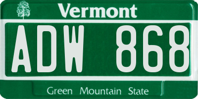 VT license plate ADW868