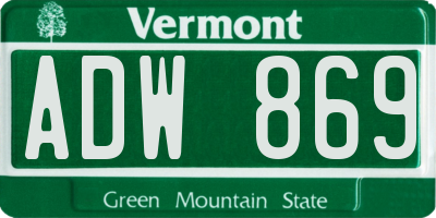 VT license plate ADW869