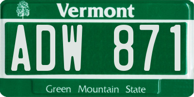 VT license plate ADW871