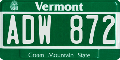 VT license plate ADW872