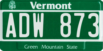 VT license plate ADW873