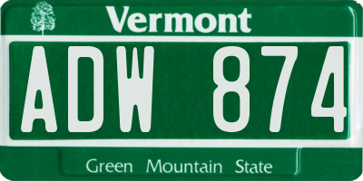 VT license plate ADW874