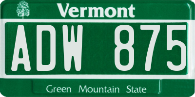 VT license plate ADW875