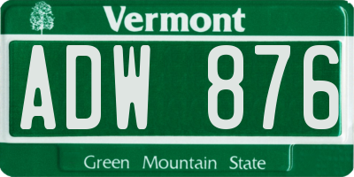 VT license plate ADW876