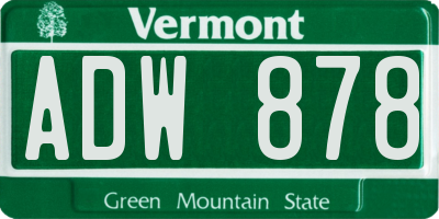 VT license plate ADW878