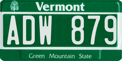 VT license plate ADW879