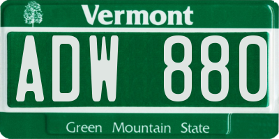 VT license plate ADW880