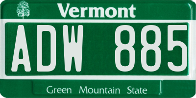 VT license plate ADW885