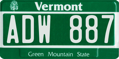 VT license plate ADW887