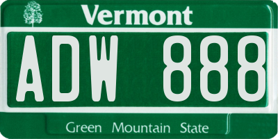 VT license plate ADW888