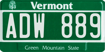 VT license plate ADW889