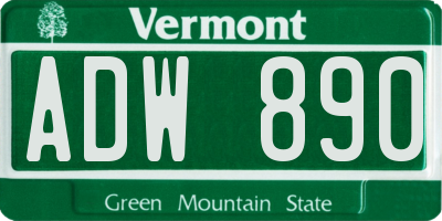 VT license plate ADW890