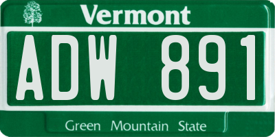 VT license plate ADW891