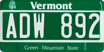 VT license plate ADW892