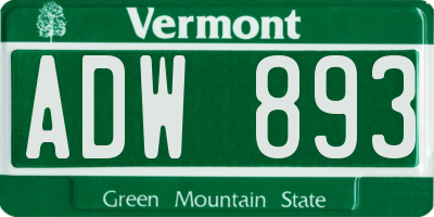 VT license plate ADW893