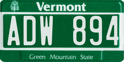 VT license plate ADW894