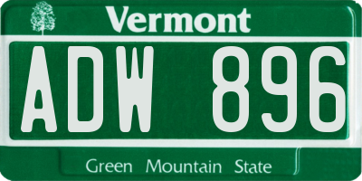 VT license plate ADW896