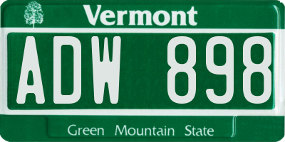 VT license plate ADW898