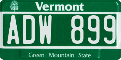 VT license plate ADW899