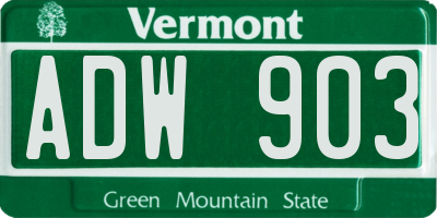 VT license plate ADW903