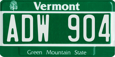 VT license plate ADW904