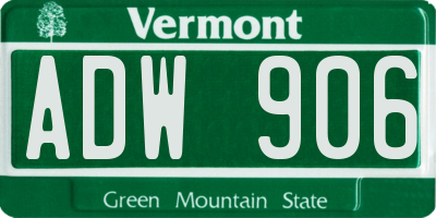 VT license plate ADW906