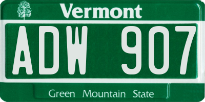 VT license plate ADW907